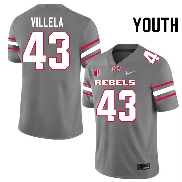 Youth #43 Ramon Villela UNLV Rebels College Football Jerseys Stitched-Grey